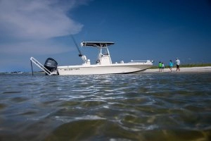 family beached boat